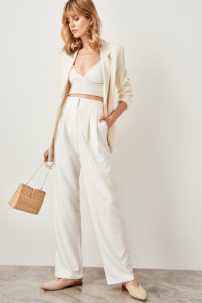 Ecru Wide Leg Pants