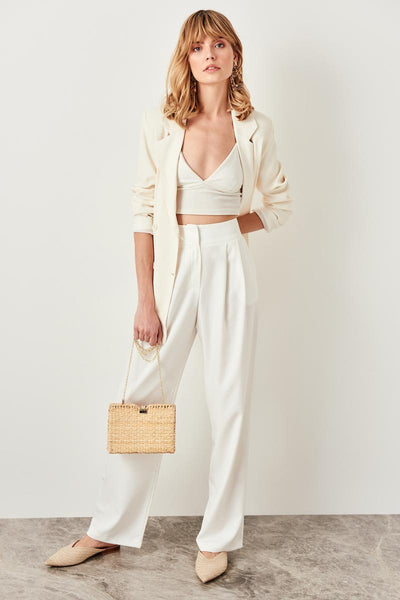 Ecru Wide Leg Pants