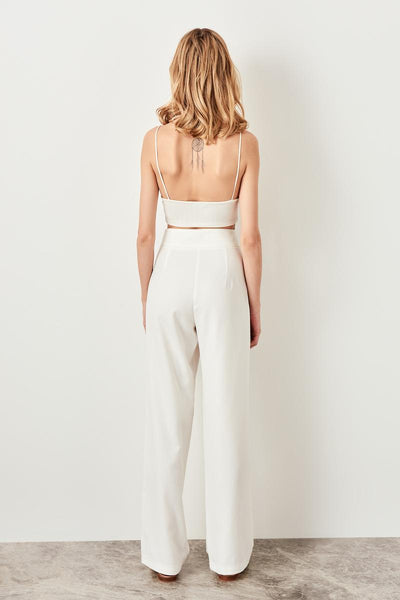 Ecru Wide Leg Pants