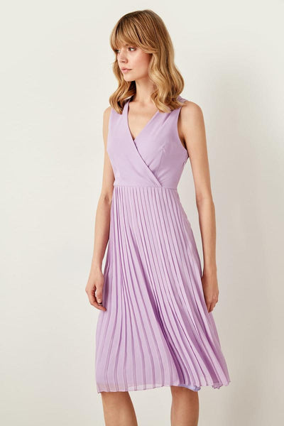 Lilac; Pleats Dress