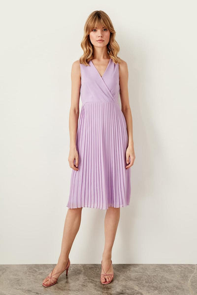 Lilac; Pleats Dress