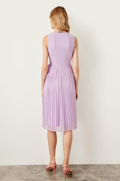 Lilac; Pleats Dress