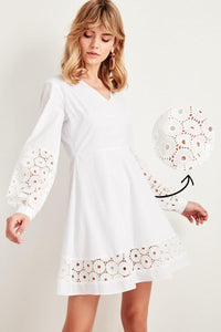 White Embroideries Detail Dress