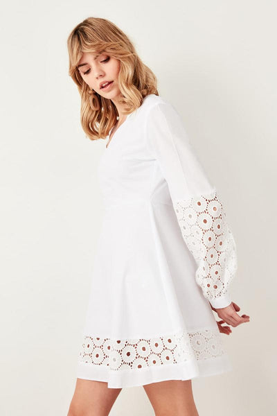 White Embroideries Detail Dress