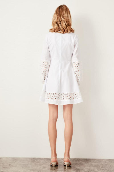 White Embroideries Detail Dress