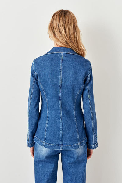 Blue Double Breasted Denim Jacket