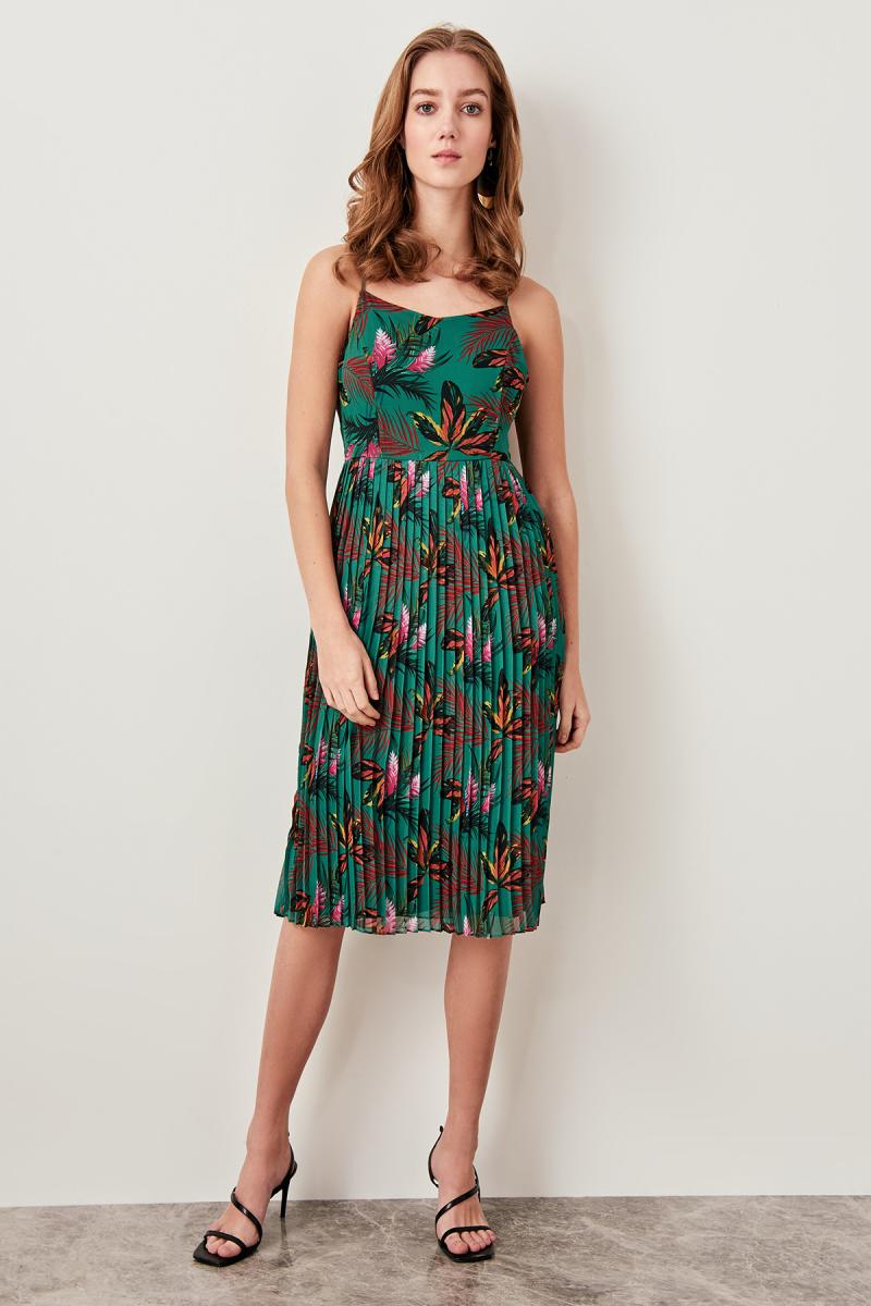 Green Flower Patterned Dress