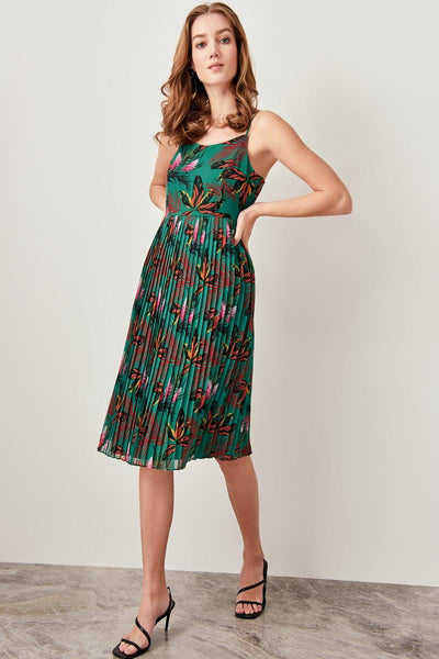 Green Flower Patterned Dress