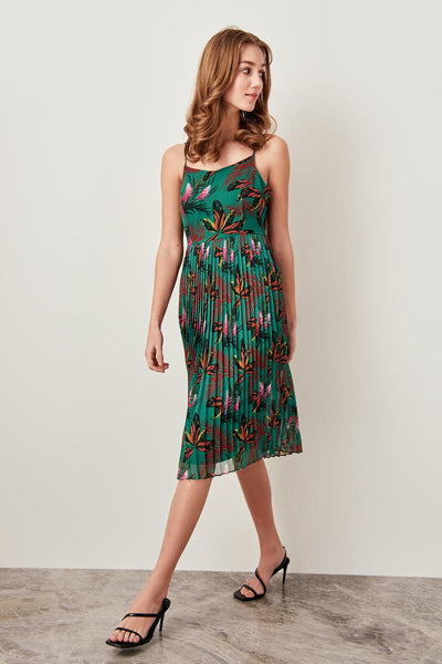 Green Flower Patterned Dress