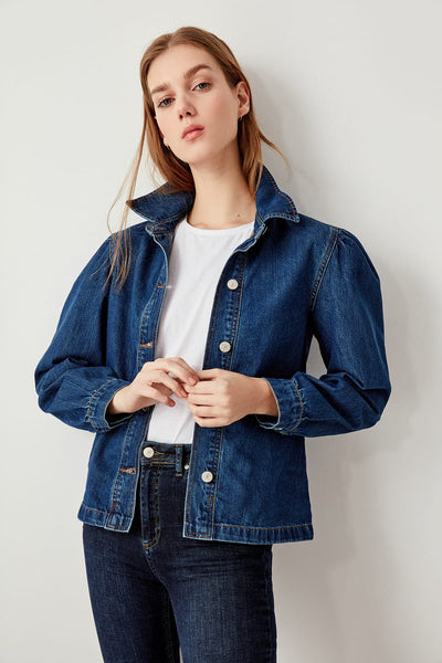 Dark Blue Denim Jacket Shoulder Detail