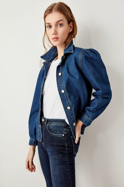 Dark Blue Denim Jacket Shoulder Detail