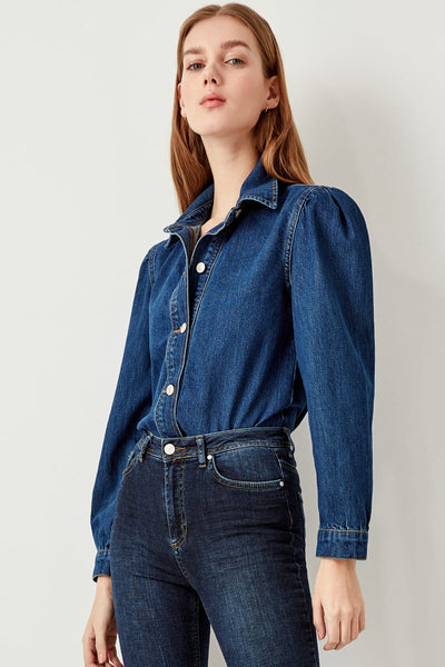 Dark Blue Denim Jacket Shoulder Detail