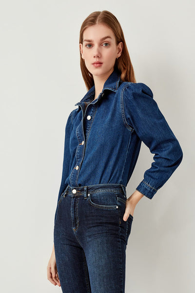 Dark Blue Denim Jacket Shoulder Detail