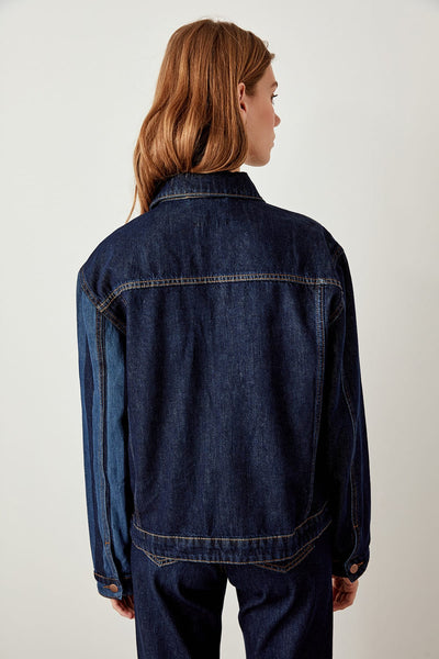 l Black striped denim jacket