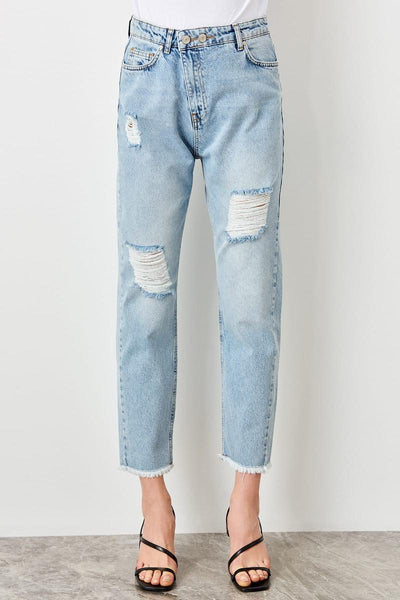 Ripped Detailed High Bel Mom Jeans