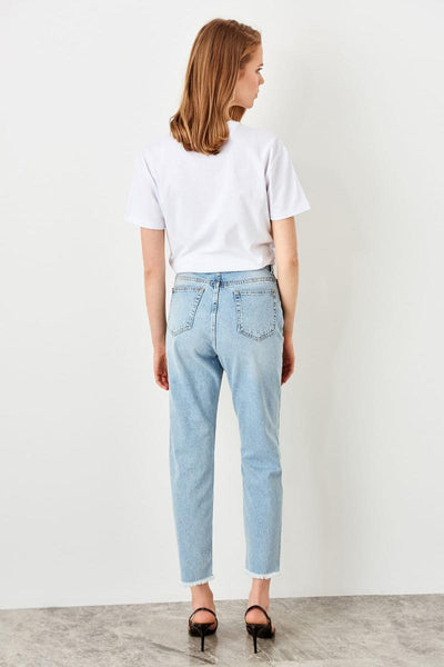 Ripped Detailed High Bel Mom Jeans