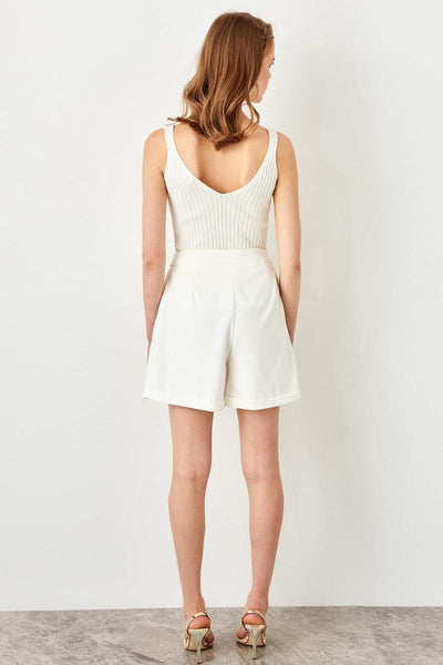 Raw White High Waist Shorts