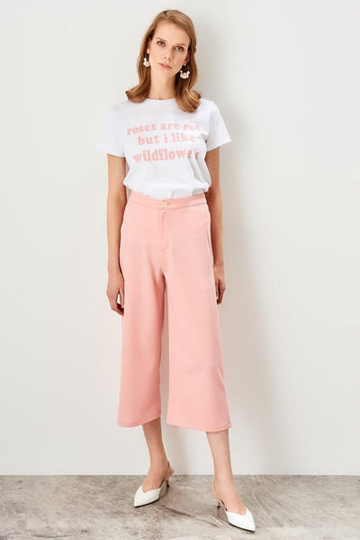 Salmon Pink High Waist Straight Leg Pants