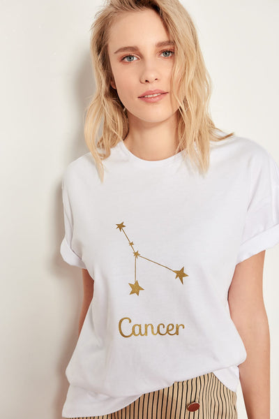 White Cancer Knitting Pattern Printed T-shirts Boyfriend