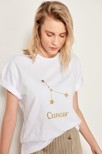 White Cancer Knitting Pattern Printed T-shirts Boyfriend