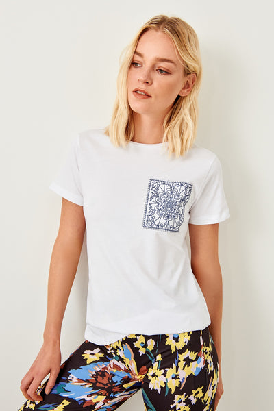 Knitted T-shirts Embroidered White Basic