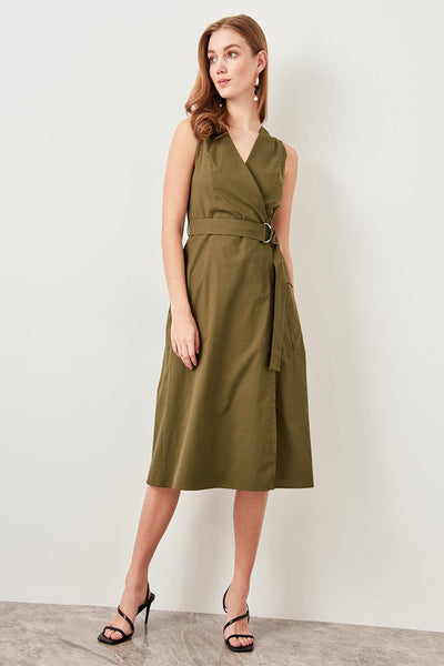 Detailed Dress Belt Indigo Cream Green