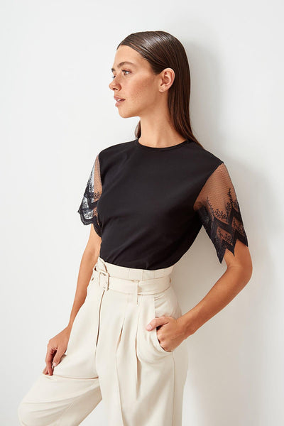 Black Ruched Knitted Blouse