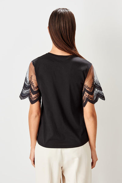 Black Ruched Knitted Blouse
