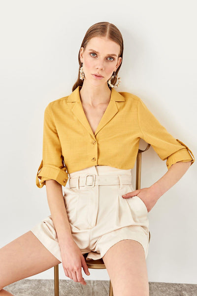 Yellow Bone Button Detail Shirt