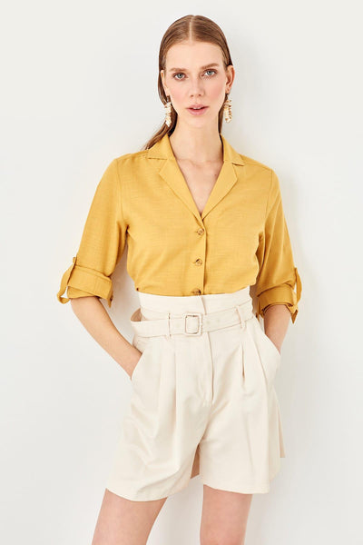 Yellow Bone Button Detail Shirt