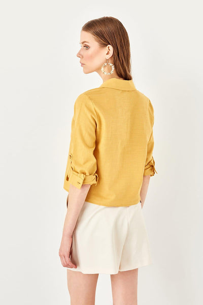 Yellow Bone Button Detail Shirt