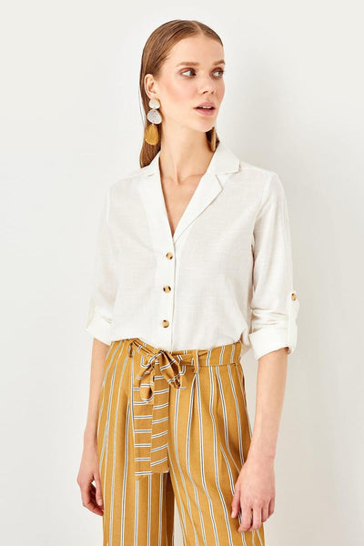 Yellow Bone Button Detail Shirt