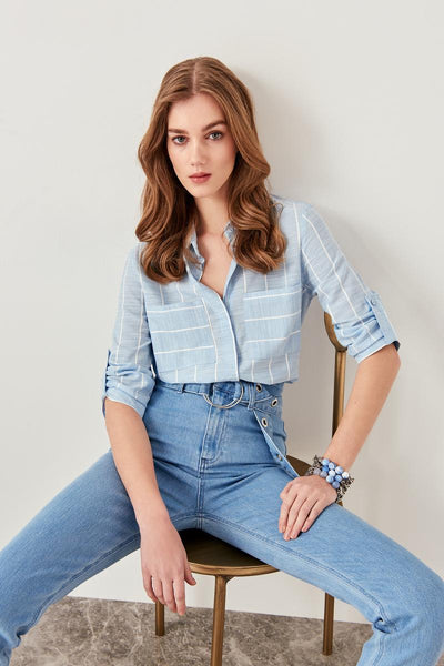 Blue Pocket Detailed Shirt