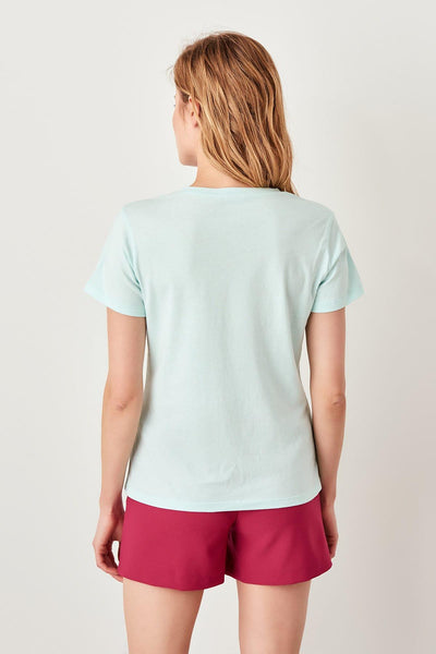 Mint Printed Basic Knitted T-Shirts