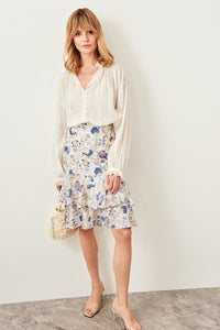 Beige Patterned Skirt