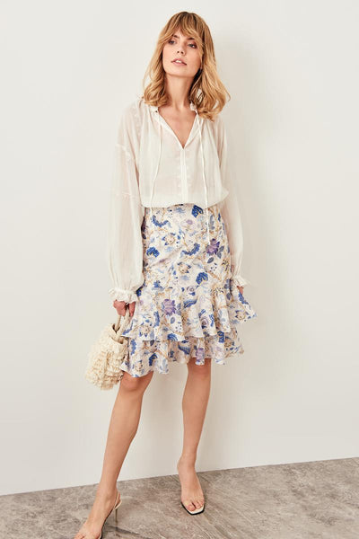 Beige Patterned Skirt