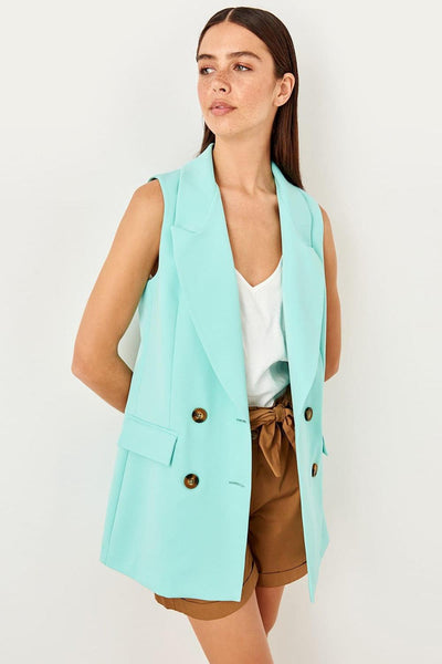 Mint High Waist Jacket Suit  Pants