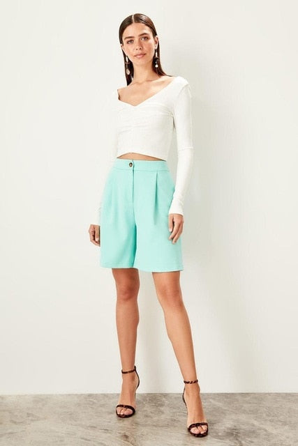 Mint High Waist Jacket Suit  Pants