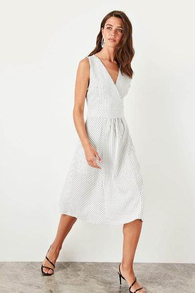 White Pocket Detail Dress