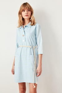 Turquoise Button Detail Dress