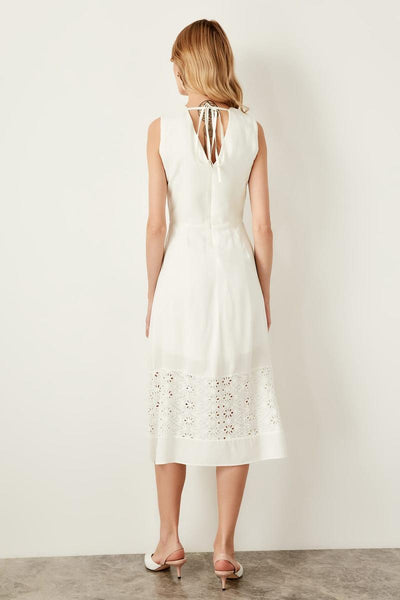 Ecru Embroidery Detail Dress