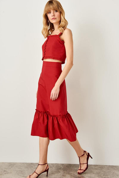 Red Frilled Skirt