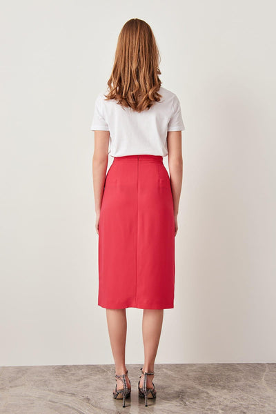 Fuchsia Button Detail Skirt