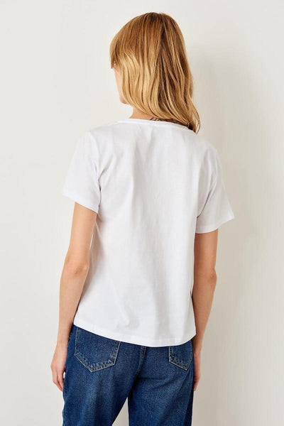 White V-Neck Cotton Basic Knitted T-Shirts