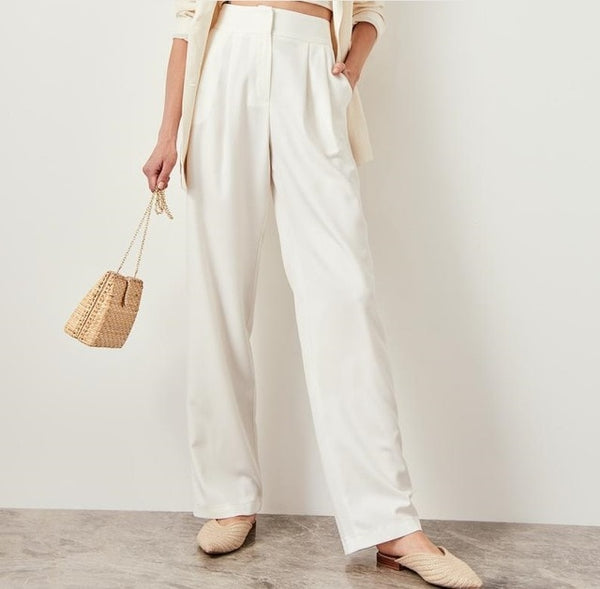 Ecru Wide Leg Pants