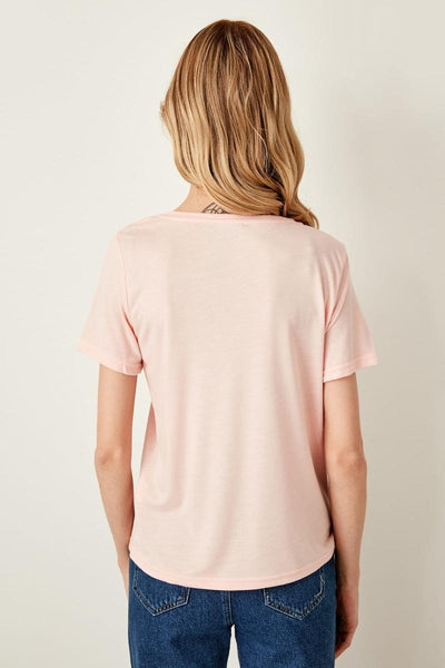 Powder V-Neck Basic Knitted T-Shirts