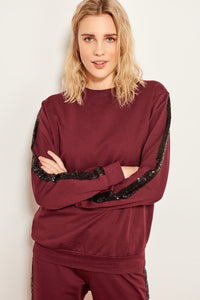 Bordeaux Sequin Knit Tops