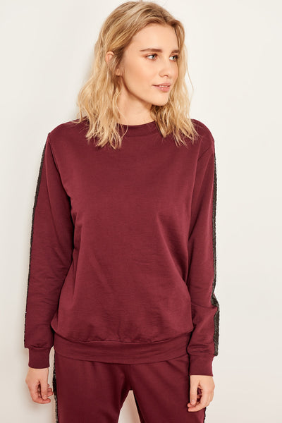 Bordeaux Sequin Knit Tops