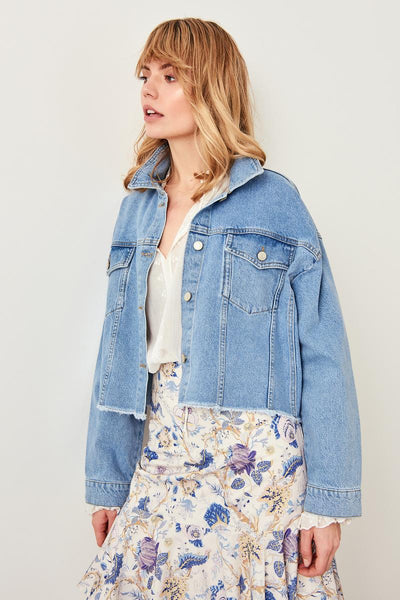 Blue Crop Denim Jacket