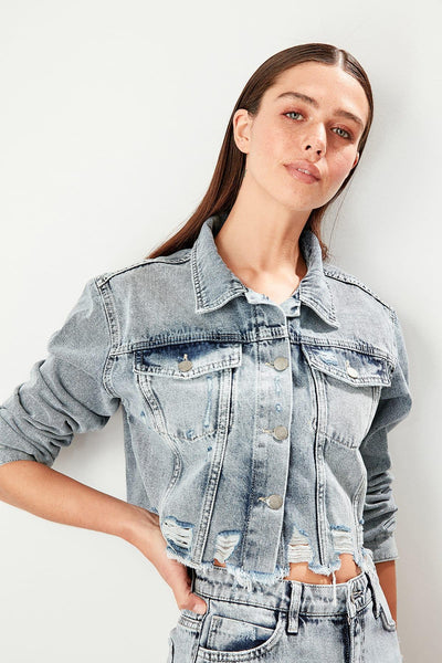 Ripped Crop Denim Jacket